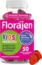 Florajen Kids Probiotic Gummies - Triple-Action Prebiotic, Probiotic, & Postbiotic Supplement for Digestive Health, Immune Support, & Bloating Relief - Organic, Vegan, & Gluten-Free - 50-Count