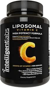 Akıllı Laboratuvarlar Liposomal Vitamin C 1000 mg, 180 Veggie Capsules, Bio available, Energy & Immune Support, Antioksi Supplement with MCT Oil and Sunflower Lecithin, 90-Day Supply