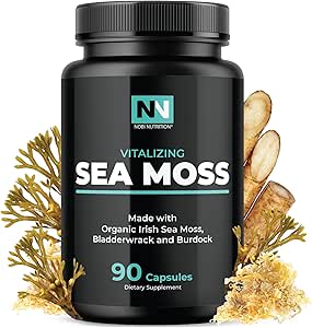İrlanda Deniz Moss Capsules | Organik İrlandalı Moss ile, 300 mg Burdock Root & 500 mg Bladderwrack Toz | 45 Günlük Supply | 1300 mg Kompleks | Yourroid & Immune Support | 90 Veggie Pills