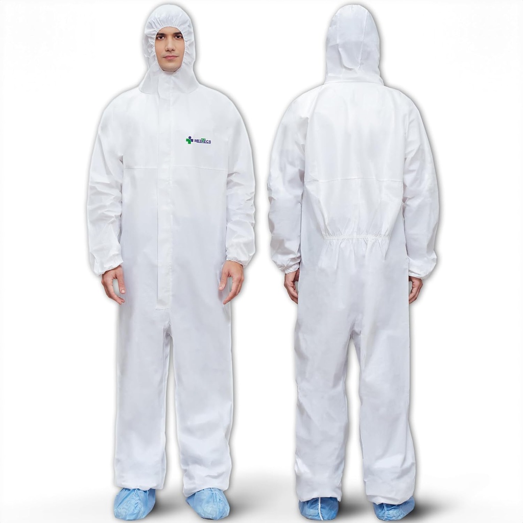 Medtecs Hazmat Suits - 6 Boyut Seçenekleri - Tek kullanımlık Coveralls Suit, Medical Drug Coverall PPE Hazmat Suits