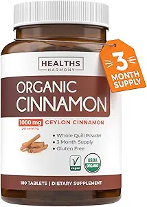 USDA Organik Ceylon Cinnamon Pills - Yüksek Potency Ceylon Cinnamon Supplement, Full Body Antioksi Desteği için 1000 mg ile hizmet vermektedir - Vegan Non-GMO cGMP Made & Lab