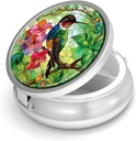 Pill Box-3t Karşılaştırma Küçük Pill Case for Purse & Pocket Mini Metal Pill Holder Travel Pill Container to Hold Supplements Antivirus-Free (Hummingbird)