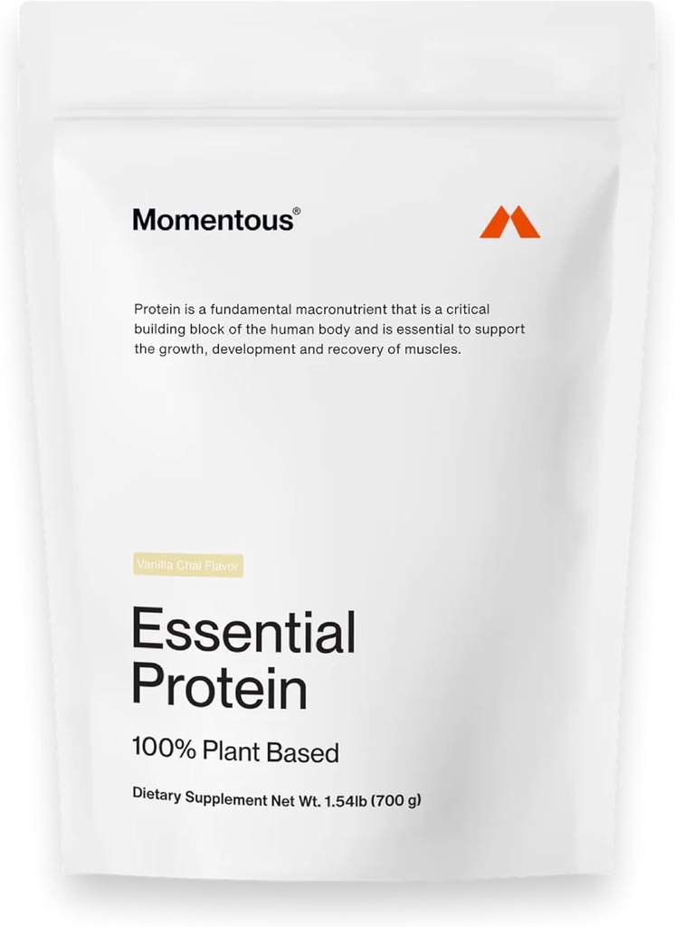 Momentous Essential Vegan Protein Toz - 20g Plant bazlı protein - NSF sertifikalı, Gluten-Free, Non-GMO, 20 Essential Everyday Use için hizmet, Vanilla Chai