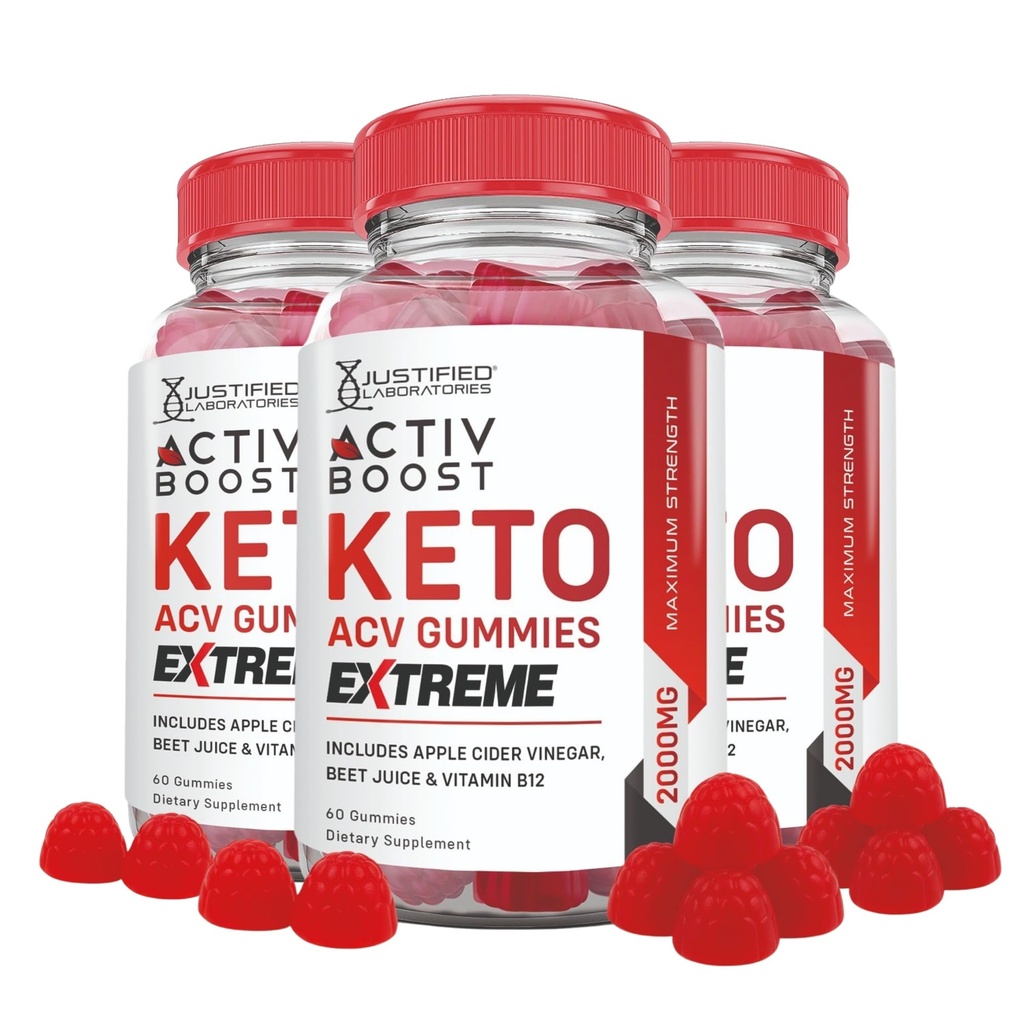 Justified Laboratories (3 Συσκευασία Activboost Keto Acv Gummies Extreme 2000MG Active Boost Formated with Ρόδι χυμού τεύτλων σκόνη B12 Vegan Non GMO 180 Gummys