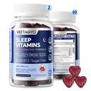 Melatonin Free 5-HTP GABA Supplement Gummies for Yetişkinler & Kids 12+ with L-Theanine, Magnezyum Glycinate, L-Tryptophan, Apigenin - Sugar Free, Strawberry Flavor, Vegan, 120 Count