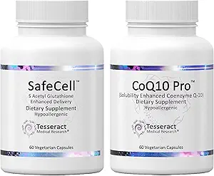 Tesseract Medical Research Master Antioxidant and Vitality Bundle, Glutathion Supplement για τη Νευρολογική Υποστήριξη και την Υγεία των Μυών, Hypoallergenic Formula