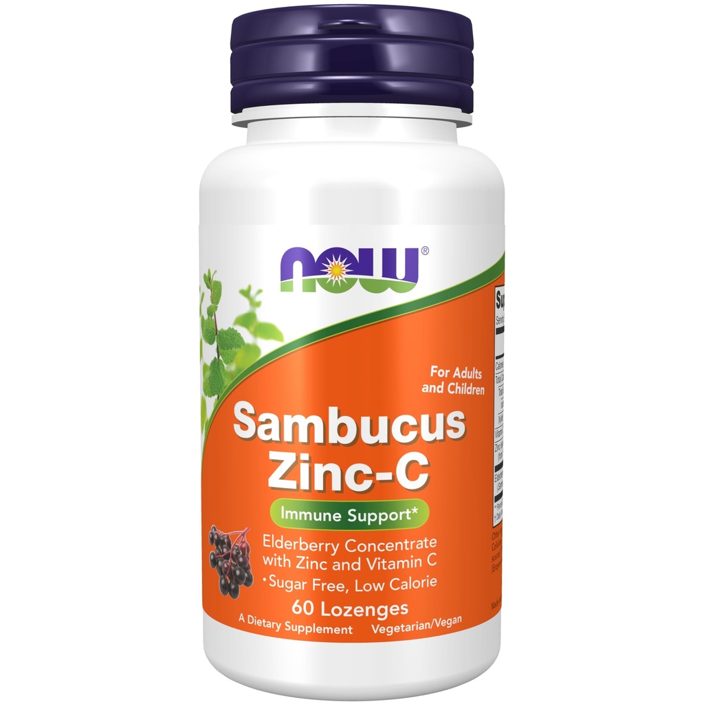 Şimdi Gıdalar Tamamlar, Sambucus çinko-C, Elderberry Inter ve Vitamin C, 60 Lozenges