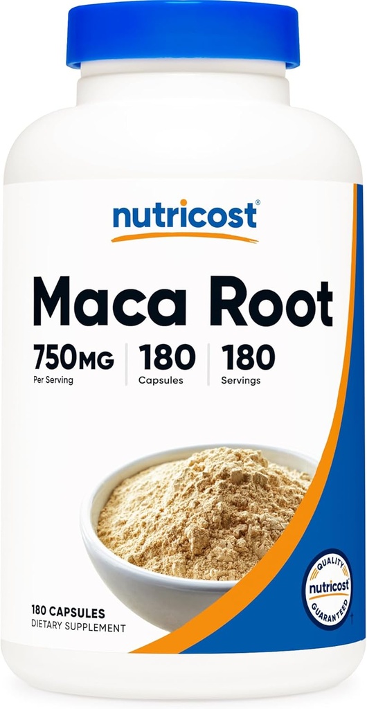 Nutricost Maca Root Capsules (Lepidium meyenii) 750 mg, 180 Capsules, 180 Servisler