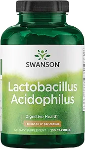 Swanson Lactobacillus Acidofilius - Probiyotik Supplement Supporting Digestive Health with 1 Milyar CFU Per Capsule - Bowel ve GI Tract Health - (250 Capsules)