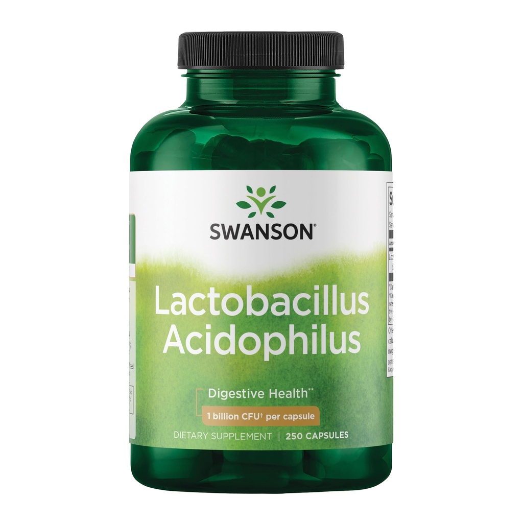 Swanson Lactobacillus Acidofilius - Probiyotik Supplement Supporting Digestive Health with 1 Milyar CFU Per Capsule - Bowel ve GI Tract Health - (250 Capsules)
