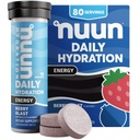 Nuun Energy Electrolyte δισκία με Ginseng, καφεΐνη από εκχύλισμα πράσινου τσαγιού, βιταμίνη B12, B6, B5, Μαγνήσιο & 4 άλλα ηλεκτρολύτες, Gluten Free & Vegan, Berry Blast, 8 Pack (80 Servings Σύνολο)