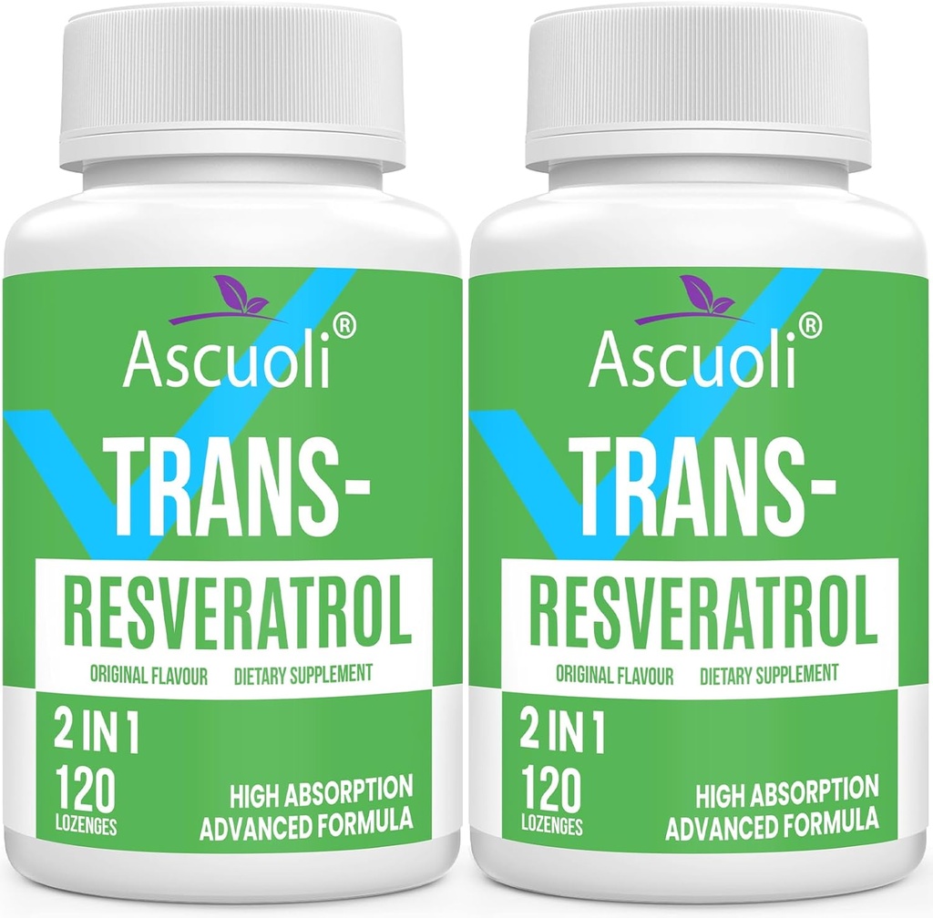 Sublingual Trans-Resveratrol Yükseklik% 99, 3in-1 Gelişmiş Formula Resveratrol Tamamı için NAD+, Immune & Energy Support, Anti-Aging, Skin Health & Antioksi, 240 Lozenge (240-Day Supply)
