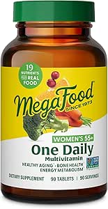 MegaFood Women's 55+ One Daily Multivitamin for Women - A, C, D3 & E for Optimal Aging Support - Plus Real Food - Bone & Immune Support Supplement - Vegetarian - 90 Tabs