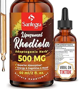 57.000 MG Liposomal Active Rhodiola Rosea Supplement, Rhodiola Root Extract, Yüksek Absorpsiyon için Sıvı, Rhodiola Rosea Root Extract Tincture for Energy, Stress, Mood, Vegan, 60 ml