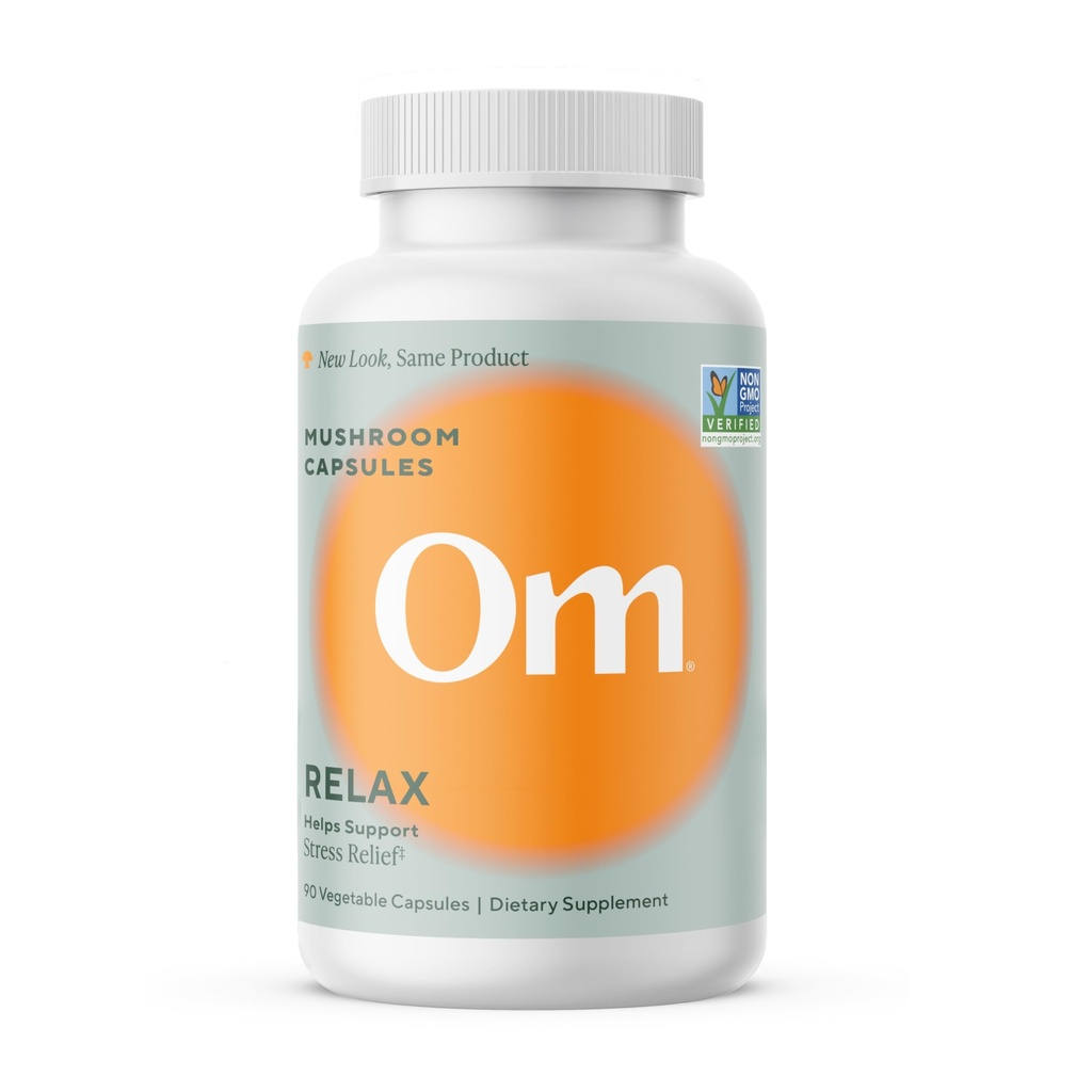 OM MUSHROOM SFOOD Relax Mushroom Capsules, 90 Kont, 30 Gün, Reishi Mushrooms, Ashwagandha, GABA, L-Theanine, Magnezyum, Adaptogens for Stress Support (Formerly Gally Zen, Ambalaj Vary)