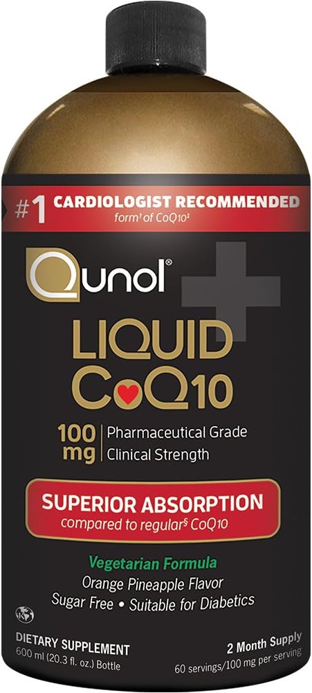Qunol Liquid CoQ10 100 mg, Superior Abvitamin Doğal Supplement Coenzyme Q10, Kalp Sağlığı için Antioksit, 60 hizmet, 20.3 oz Şişe