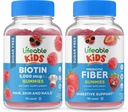 Lifeable Sugar Free Biotin Kids + Preciotic Fiber Kids, Gummies Sche - Great Tasting, Vitamin Supplement, Gluten Free, GMO Free, Chewable Gummy