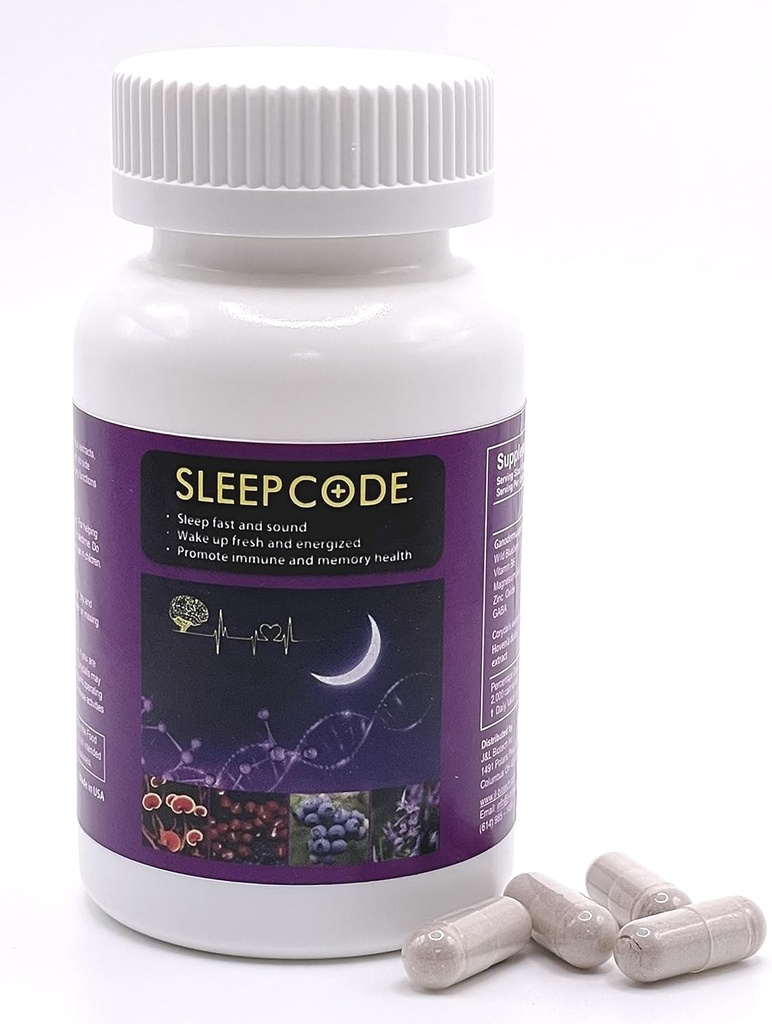 SLEEPCODE J&L Φυσικό συμπλήρωμα για γρήγορο και χαλαρωτικό ύπνο (60 κάψουλες)-L8