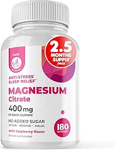 Yetişkinler için Dr. Moritz Magnezyum Gummies - Low-Sugar 400 mg - Destekler Chew Yetişkin ve Çocuklar Magnezyum Citrate Gummies (180 Kont) - Raspberry Flavored