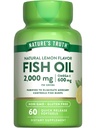 Nature's Truth Fish Oil Omega 3 Supplement | 2000 mg | 60 Softgels | EPA & DHA | Lemon Flavor | Non-GMO ve Gluten Free