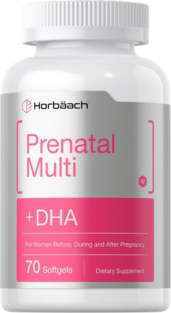Horbäach Women's Prenatal Multivitamin with DHA, Iron and Folic Acid | 70 Softgels | Non-GMO & Gluten Free Multivitamin