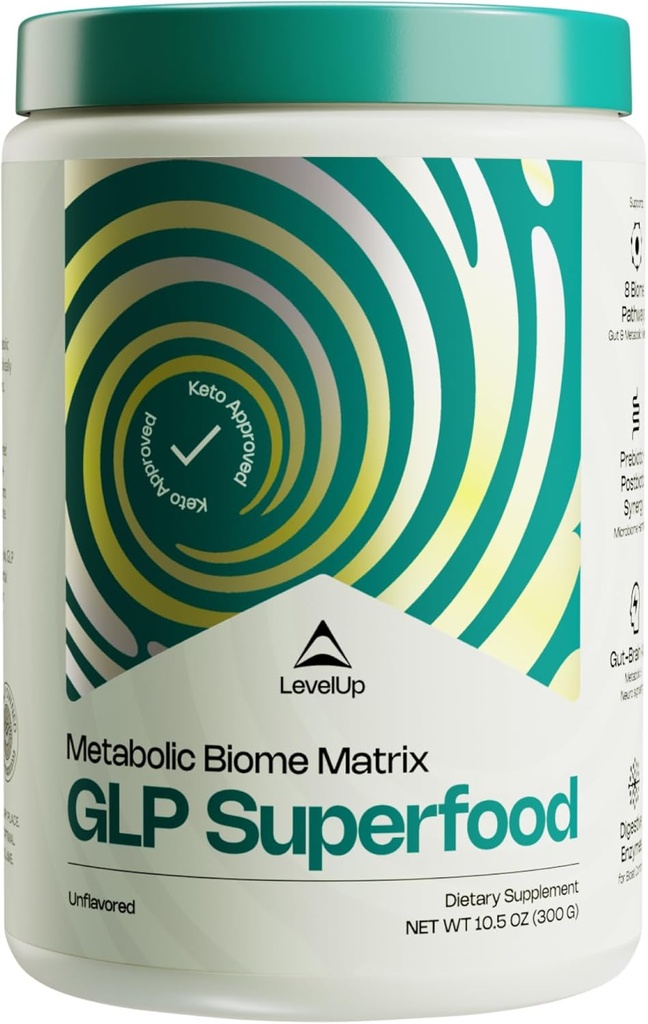 LevelUp® GLP Superfood – με Akkermansia Probiotic, Prebiotics, Postbiotics, Digestive Enzymes & Polyphenos 