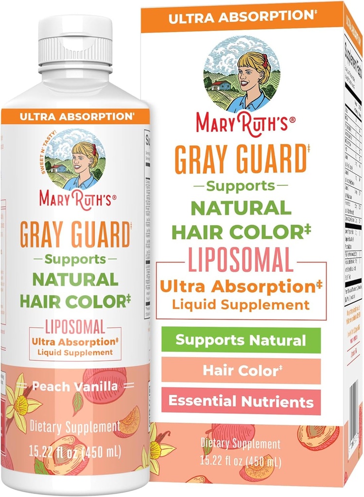MaryRuth Organics Gray Guard Liposomal, Bakır ve Pantothenic Acid ile Doğal Saç Rengini Destekler, Kutsal Basil & Geleneksel Herbs, E & Vitamin B, Genel Sağlık için Yaşlar, 15.22 Fl oz