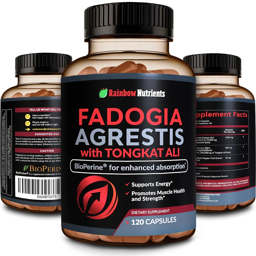115,000 mg Fadogia Agrestis with Tongkat Ali + BioPerine® [Max Aborpsiyon] - Destekler Stamina, Güçlü, Focus, Muscle Health & Recovery, Drive & Performance - Non-GMO & Made in USA - 120 V Capsules