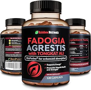 115,000mg Fadogia Agrestis with Tongkat Ali + BioPerine® [Max Absorption] - Υποστηρίζει τη Σταμίνα, τη Δύναμη, την Εστίαση, τη Μυική Υγεία και την Ανάκτηση, Drive & Performance - Non-GMO & Made in USA - 120 V Κάψουλες