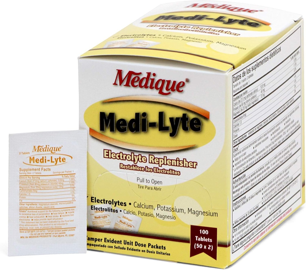 Medique 03033 Medi-Lyte Electrolyte Tabletleri Cramps için 50-Tablets