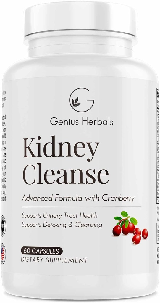 Kidney, Cranberry Extract ile Gelişmiş Formula, Kidney, Urinary Tract & Bladder Detox ve Cleanse - 60 Capsules