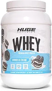 Τεράστιο Whey, σκόνη πρωτεΐνης για μυϊκή αύξηση, 25g πρωτεΐνη, 12g EAAs, υποστηρίζει την ανάπτυξη μυών, την απόδοση και την αποκατάσταση (Cookie & κρέμα, 30 εξυπηρετούν)