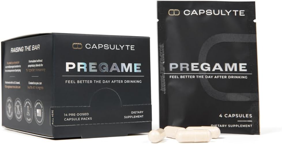Pregame | Feeling Awful After Drink | Alkol Aid and Liver Health | Doktor Formulated | DHM, N-Acetyl Cysteine NAC, Milk Thistle | Box of 14 Packets (56 Capsules)
