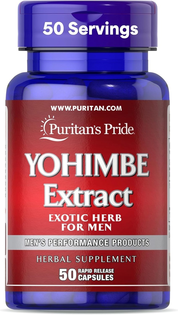 Puritan's Pride Yohimbe Exotic Herb for Men 250 mg (1000 mg Equivalent), Diyet Tamam, 50 Hızlı Yayın Kapsülleri