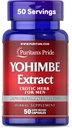 Puritan's Pride Yohimbe Exotic Herb for Men 250 mg (1000mg Ισοδύναμο), Συμπλήρωμα διατροφής, 50 Κάψουλες ταχείας αποδέσμευσης