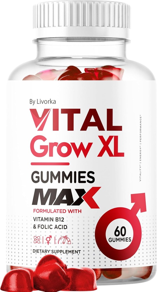 Vital XL Erkek Gummies - Erkeklerin Performansı Gummies 1050MG Vital GrowXL Mix, Vital Growth Gummy Advanced Formula, 1 Ay için 60 Gummies