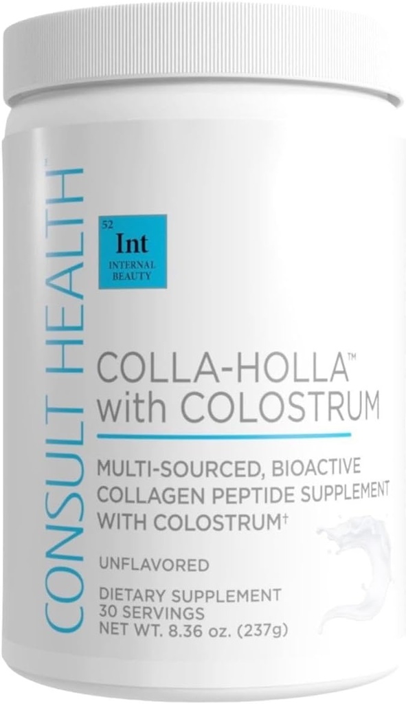 Συμβουλευτείτε την υγεία Colla Holla- Multi-Sourced Collagen Verisol Protein Powder with Colostrum for Skin Elasticity, Wrinkle Reducation, Healthy Hair & Joint Support. 8.36 oz