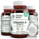 Natural Nutra Vitamin A 10,000 IU Softgels – High Potency Eye and Skin Vitamins – Gluten-Free Vitamin A Supplement for Sight & Skin Health – Fish Liver Oil for Men and Women, Gluten Free, 250 Softgels