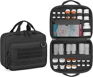 Damero Pill μπουκάλι Organizer, Travel Medicine τσάντα Φαρμακευτική Organizer αποθήκευσης για χάπια μπουκάλια και ιατρικά συμπληρώματα, μαύρο (ΜΌΝΟ Bag)