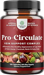 Vein Support Supplements Leg and Veins - Full Body Circulation Supplement for Spider & Varicose Veins and Improv Flow with Horse Chestnut Extract & Flavonoids - Vegan Non-GMO Mini Caps (2 ay)
