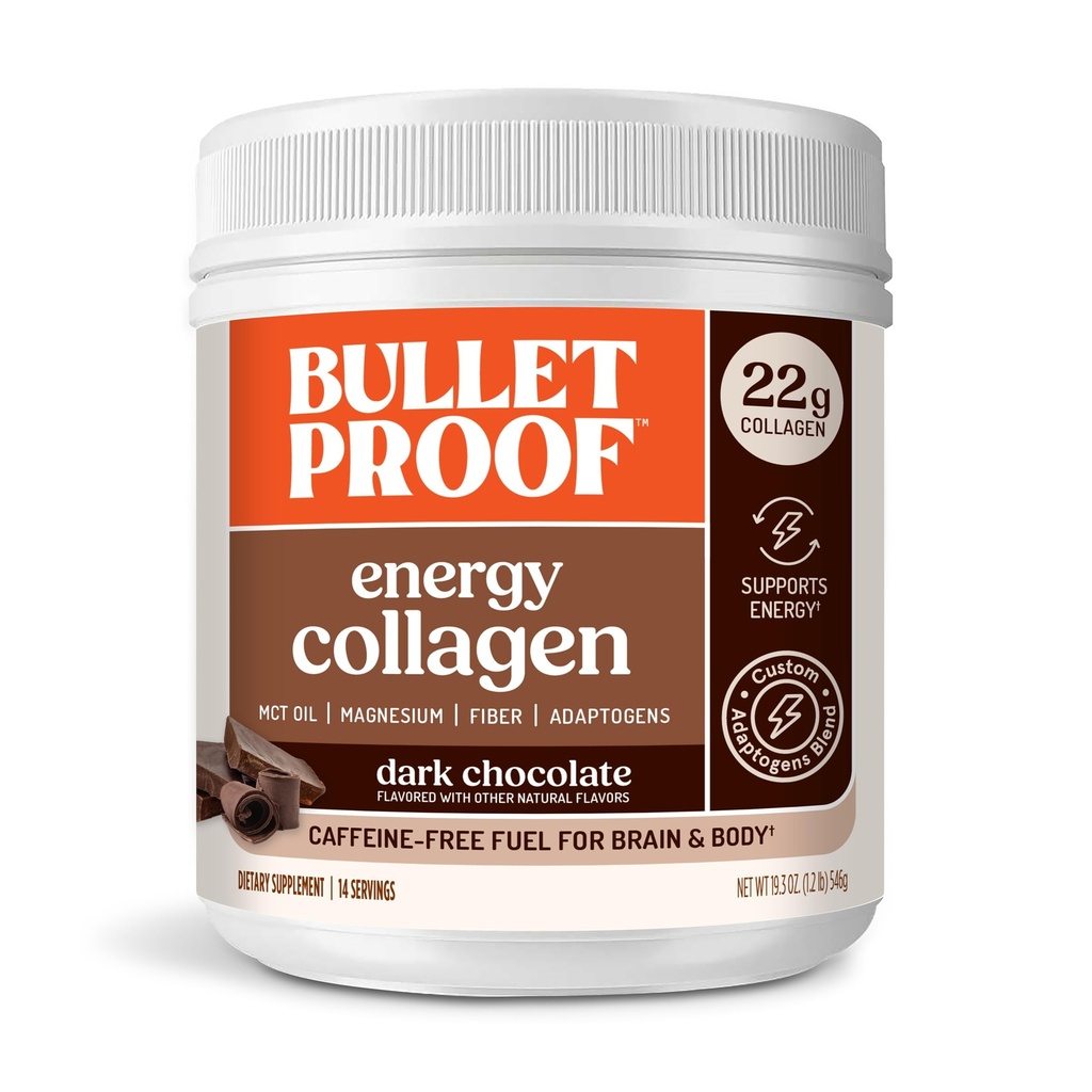 Kurşunlu Dark Chocolate Energy Collagen protein, 19.3 Ounces, Caffeine-Free Yakıt Vitaminleri ve Antioksis, BTC, Magnezyum, Cordyceps Mushroomn