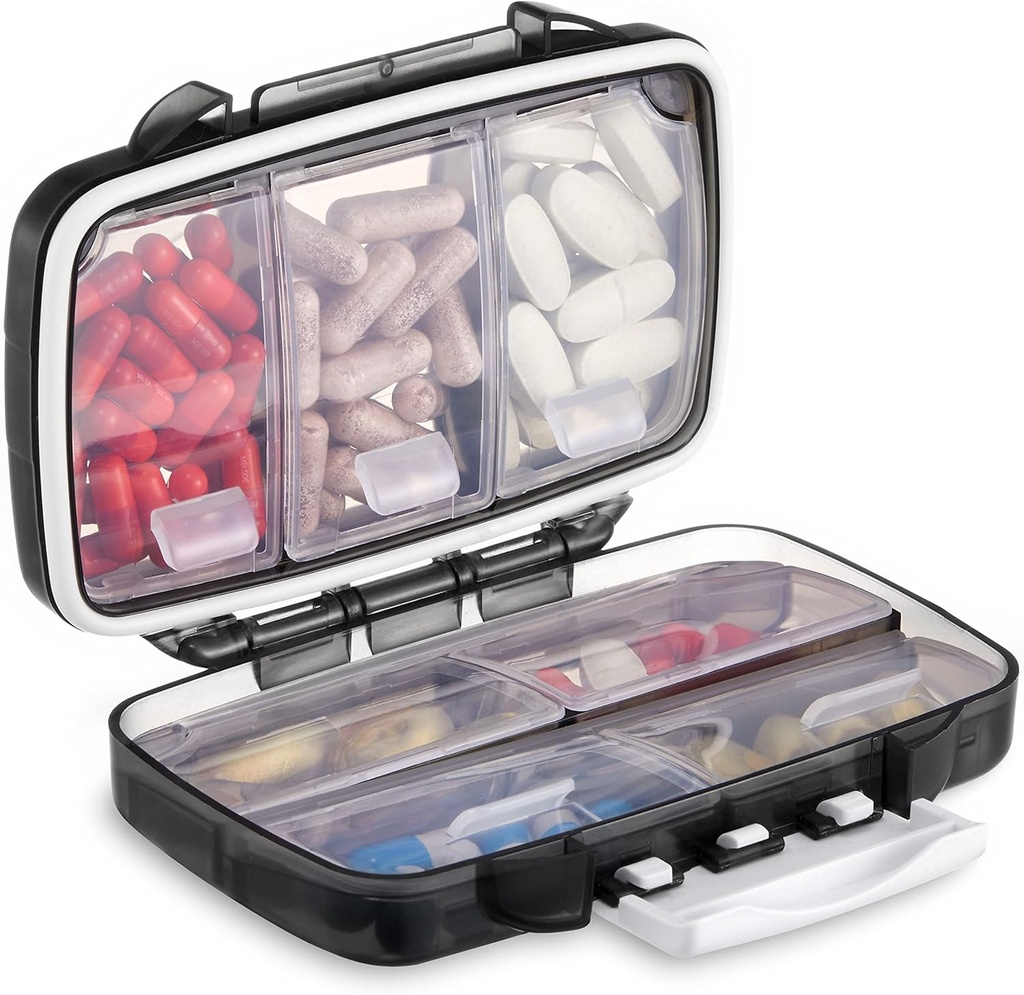 Fullicon Portable Pill Organizer Weekly, Small Travel Pill Case with 7 Karşılaştırma, Moistureproof and Airtight Pill Box, Travel Pill Holder for Vitamins/Fish Oils /Supplements