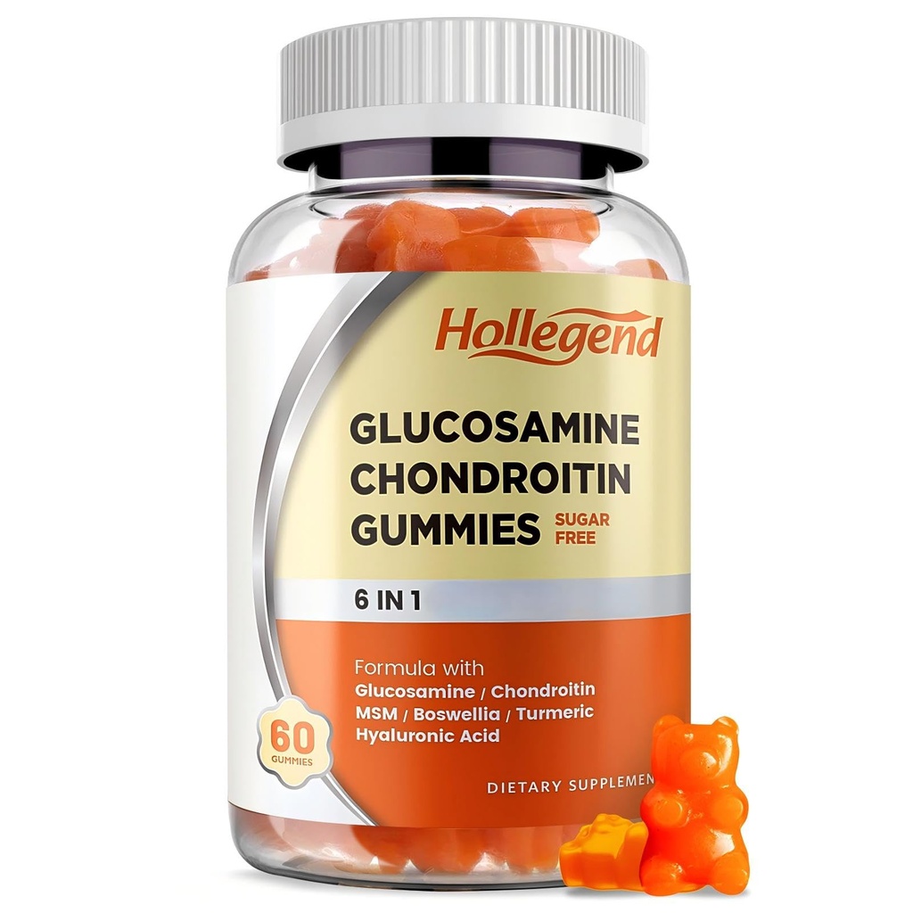 Glucosamine Chondroitin Gummies Sugar Free, Gummies Supplements for Yetişkinler Men & Women, 60 Count