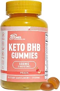 Real Ketones Keto BHB Gummies - Keto Gummies με BHB Exogenous Ketones για την ενίσχυση της ενεργειακής εστίασης απόδοσης και τη διατροφή Keto Υποστήριξη - Υψηλής αντοχής ζάχαρη δωρεάν Keto Gummy - 30 εξυπηρετούν (Peach)