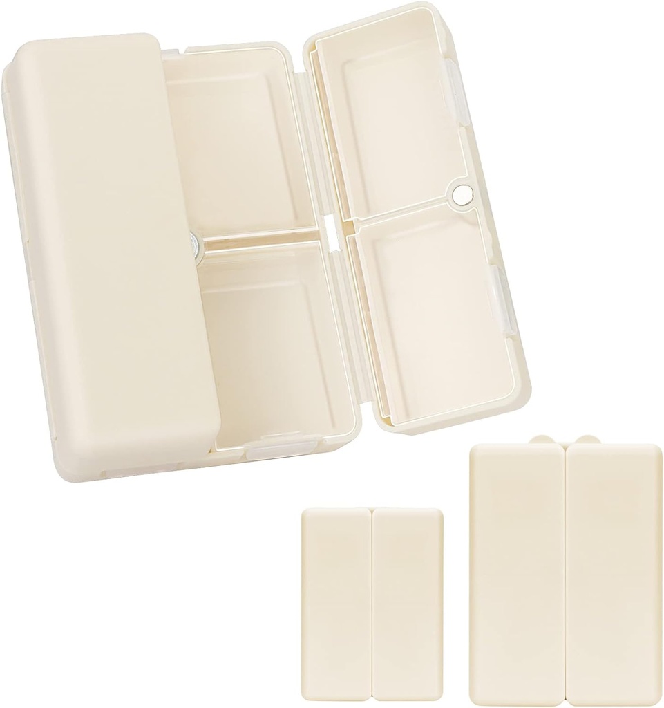 FYY 2 Pcs Daily Pill Organizer, 7 διαμερίσματα Φορητή θήκη χάπια Travel Pill Organizer, [Folding Design] Χάπια κουτί για Purse Pocket να κρατήσει βιταμίνες, Cod λάδι ήπατος, συμπληρώματα και φαρμακευτική αγωγή-λευκό