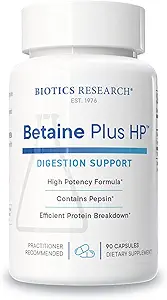 Biotics Araştırma Betaine Plus HP - Yüksek Potency Hydrochloric Acid Supplement, Supports Digestive Function 90 Capsules