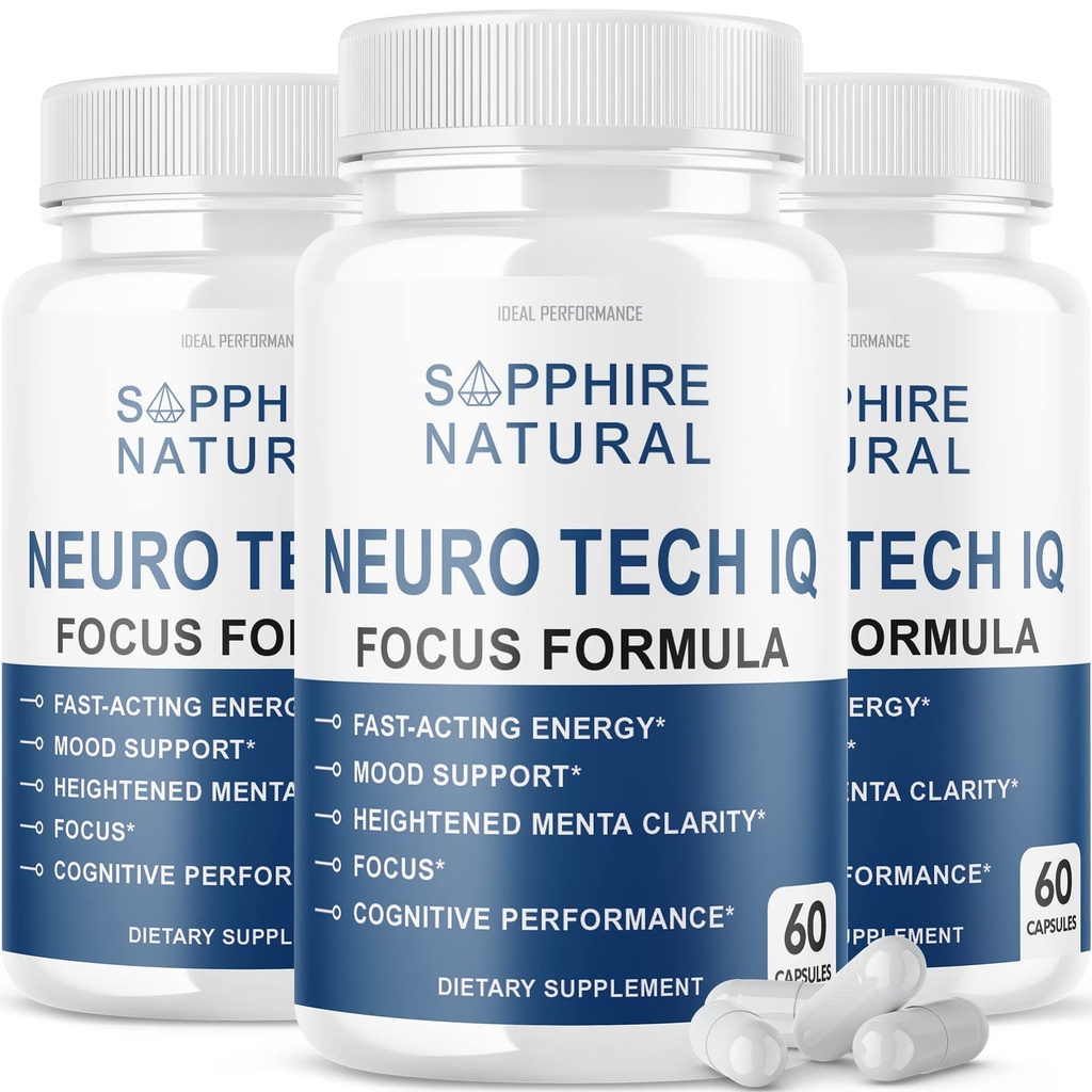 (3 Pack) Νευροτεχνολογία IQ Brain Supplement Neurotech Iq Focus Formula Χάπια (180 Κάψουλες)