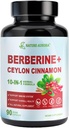 Ceylon Cinnamon & Chromium Picolinate ile Berberine Supplement, 10in-1 Berberine 1000 mg Per Servis, Berberine 5X for Metabolism, Heart and Immune Support (90 Capsules)