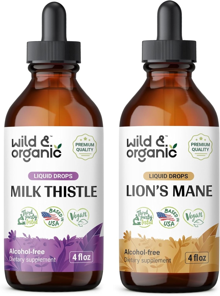 Wild & Organic Milk Butle Tincture 4 fl oz & Lion's Mane Tincture 4 fl oz