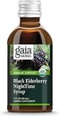 Gaia Herbs Black Elderberry, Nighttime Syrup - Immune Support Supplement - με Βιολογικά Black Elderberries, California Poppy & Lemon Balm για Ξεκούραστη Ύπνο & Ανοσοποιητική Άμυνα - 3 Fl Oz (18-Day Supply)